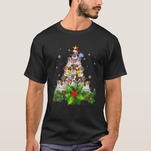 Niedlicher Jack Russell Terrier Dog Weihnachtsbaum T-Shirt (Vorderseite)