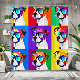 Niedlicher Jack Russell Terrier im Stil Pop Art Duschvorhang