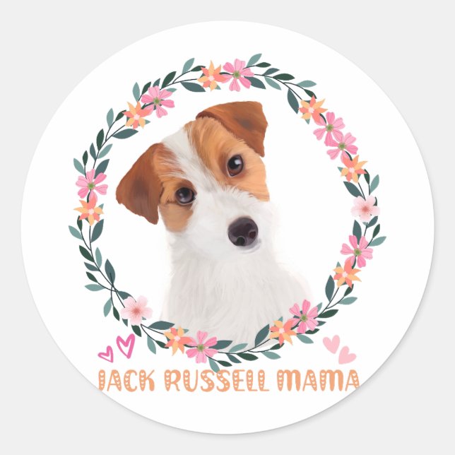 Niedlicher Jack Russell Terrier - Jack Russell Mam Runder Aufkleber (Vorderseite)