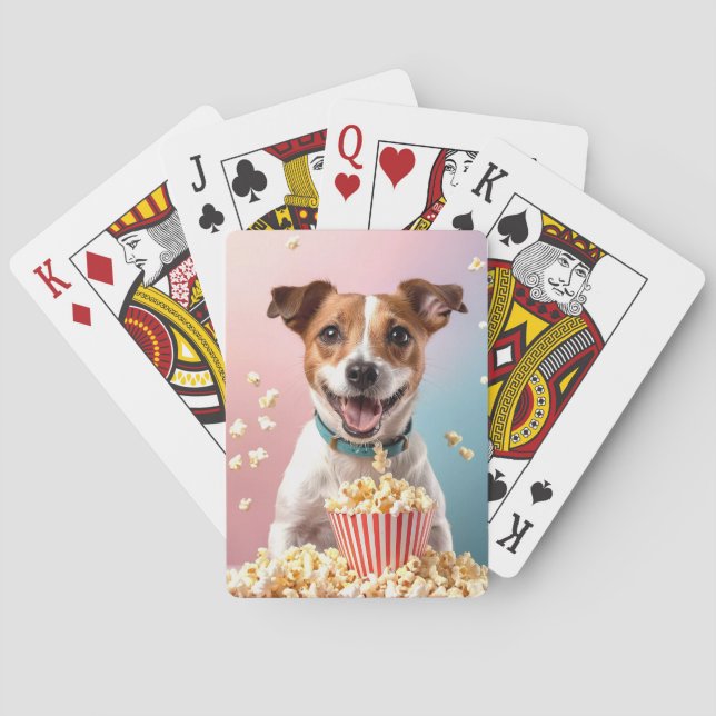 Niedlicher Jack Russell Terrier mit Popcorn Spielkarten (Rückseite)