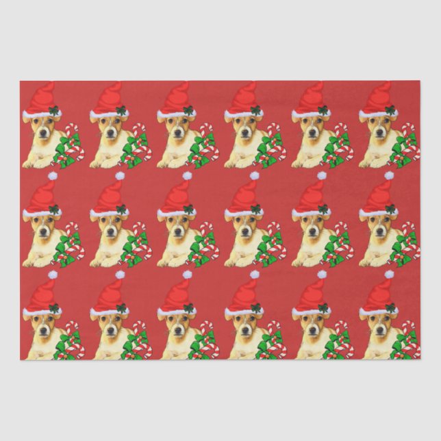 Niedlicher Jack Russell Terrier Weihnachten Seidenpapier (Vorderseite)