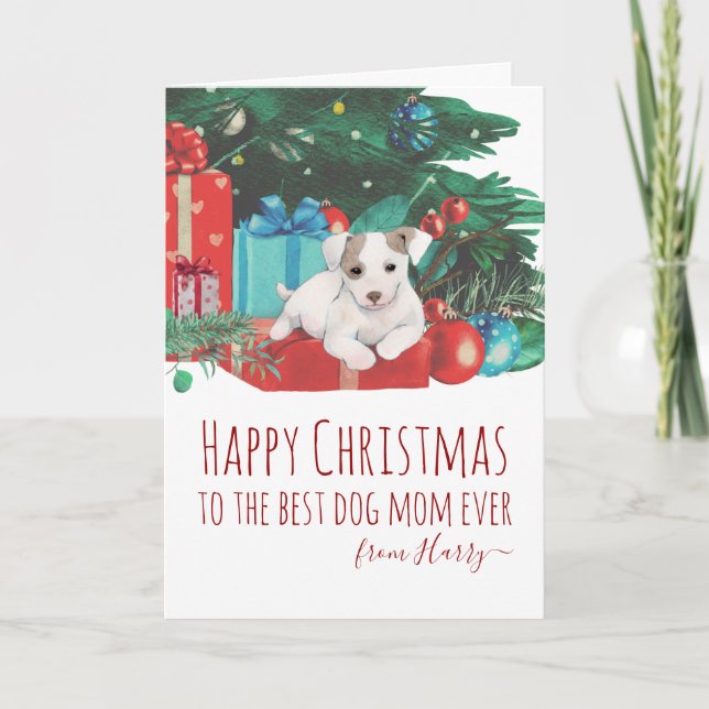 Niedlicher Jack Russell Welpe Weihnachtskarte Feiertagskarte (Vorderseite)