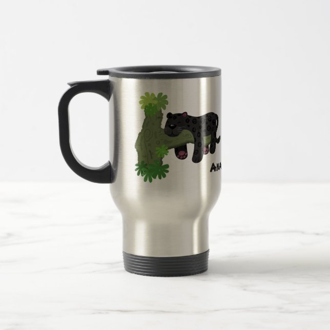 Niedlicher Jaguar Schwarzpanther Katzenkatze Carto Reisebecher (Links)