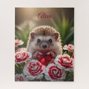 Niedlicher Januar-Igel mit Granatherz