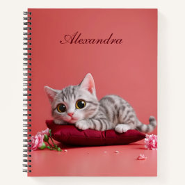 Niedlicher Januar Katze mit Nelken Notizbuch