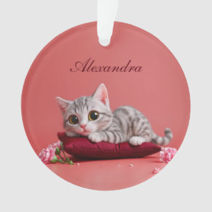 Niedlicher Januar Katze mit Nelken Ornament