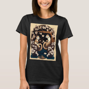 Niedlicher japanischer Stil Otter Yin Yang Otter C T-Shirt