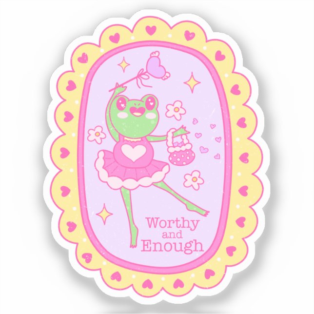 Niedlicher Jolly Frog - würdig und genug Aufkleber (Vorderseite)