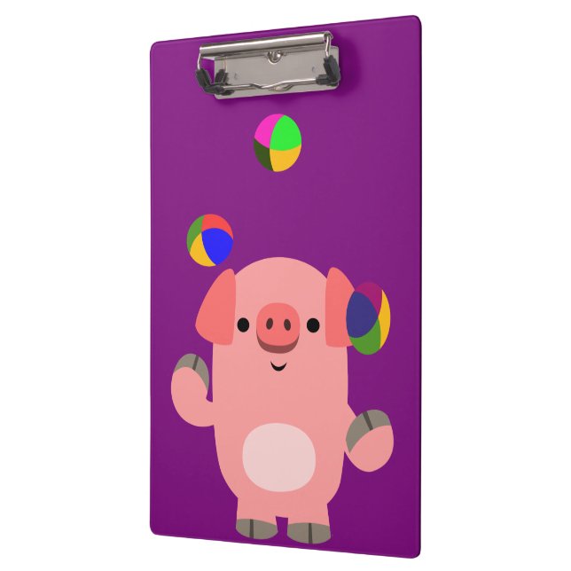 Niedlicher Juggling-Cartoon - Pig-Zwischenablage Klemmbrett (Links)