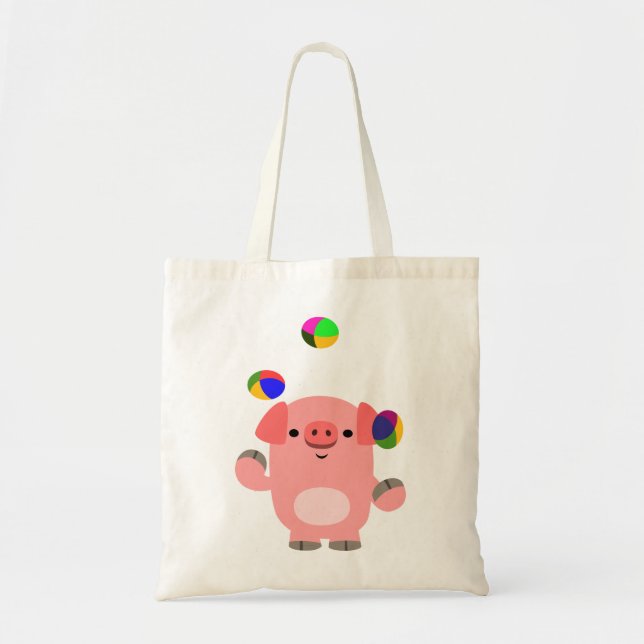 Niedlicher Juggling Cartoon Schweinebag Tragetasche (Vorne)