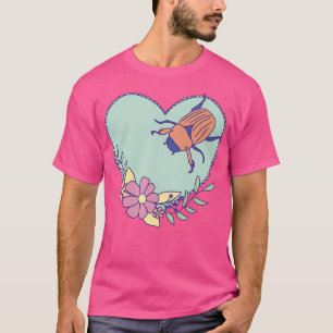 Niedlicher June Bug Art - Insekt mit Herz und T-Shirt