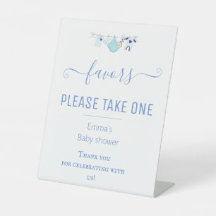 Niedlicher Junge Blue liebt Baby-Duschtisch-Schild Sockelschild