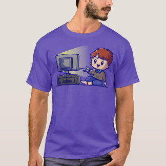 Niedlicher Junge Fernsehen Cartoon T-Shirt