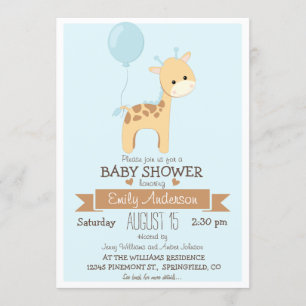 Niedlicher Junge Giraffe, Jungle Zoo Animal Baby S Einladung