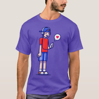 Niedlicher Junge hört Musik mit Kopfhörer-Cartoon T-Shirt