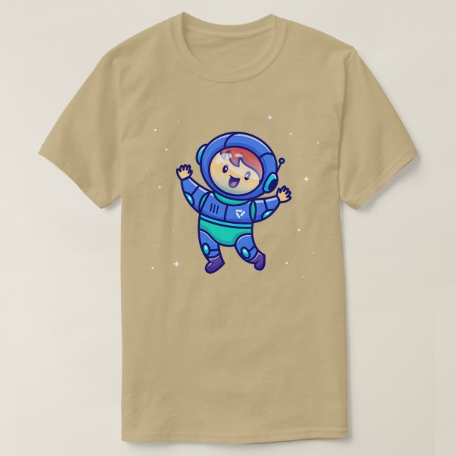Niedlicher Junge mit Astronautsuit-Cartoon T-Shirt (Design vorne)