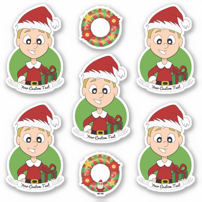 Niedlicher Junge mit kurzem Weihnachtsaufkleber Aufkleber (Vorderseite)