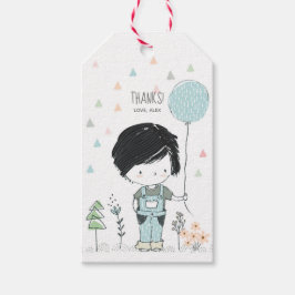 Niedlicher Junge schwarze Haare Geburtstag Danke, Geschenkanhänger