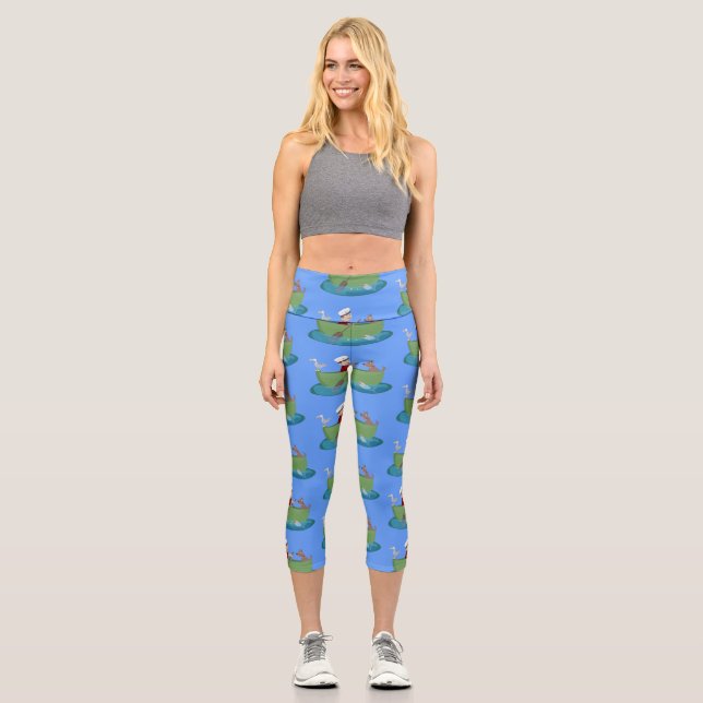 Niedlicher Junge Segelschiff und Hunderuderschiff  Capri Leggings (Vorderseite)