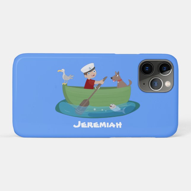 Niedlicher Junge Segelschiff und Hunderuderschiff  Case-Mate iPhone Hülle (Rückseite (Horizontal))