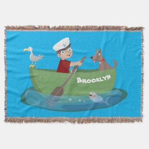 Niedlicher Junge Segelschiff und Hunderuderschiff  Decke