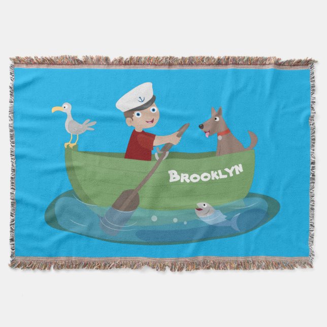 Niedlicher Junge Segelschiff und Hunderuderschiff  Decke (Vorderseite)