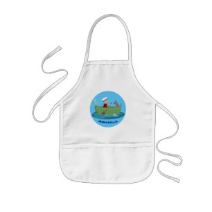 Niedlicher Junge Segelschiff und Hunderuderschiff  Kinderschürze