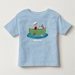 Niedlicher Junge Segelschiff und Hunderuderschiff Kleinkind T-shirt