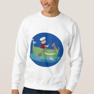 Niedlicher Junge Segelschiff und Hunderuderschiff Sweatshirt