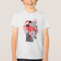 Niedlicher Junge T - Shirt Red Flamingo Print