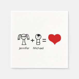 Niedlicher Junge und Mädchen Liebe Doodle Junggese Serviette