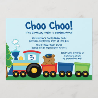 Niedlicher Jungenzug zum Geburtstag Einladung