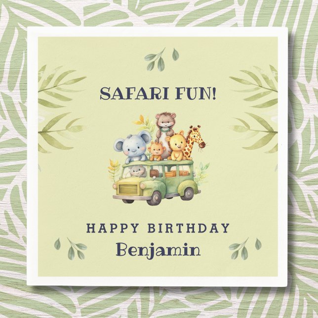 Niedlicher Jungle Animal Kids Safari Geburtstag Serviette (Von Creator hochgeladen)
