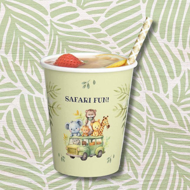 Niedlicher Jungle Animal Safari Geburtstag Pappbecher (Von Creator hochgeladen)