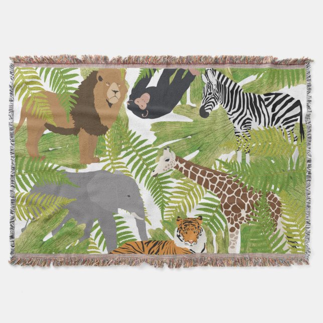 Niedlicher Jungle Animals Safari Boy | Mädchen Decke (Vorderseite)
