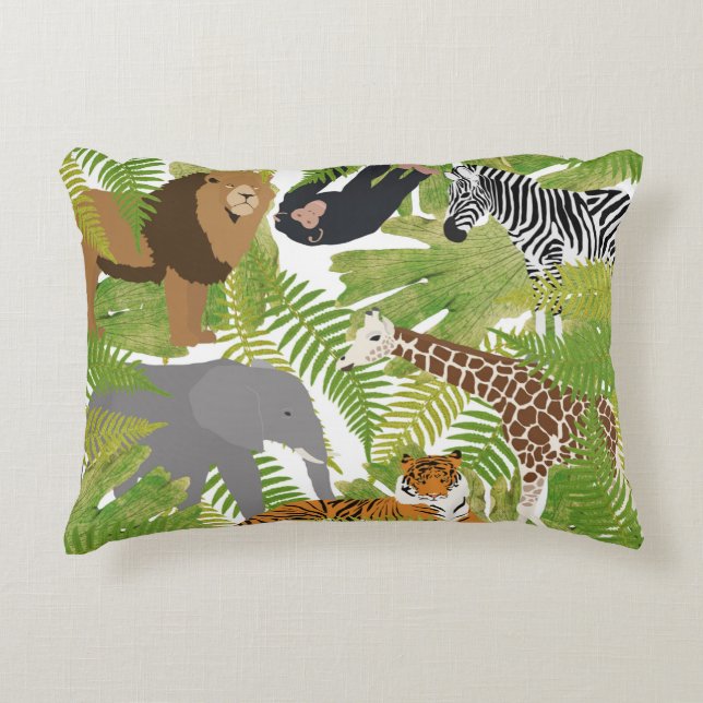 Niedlicher Jungle Animals Safari Boy | Mädchen Dekokissen (Vorderseite)