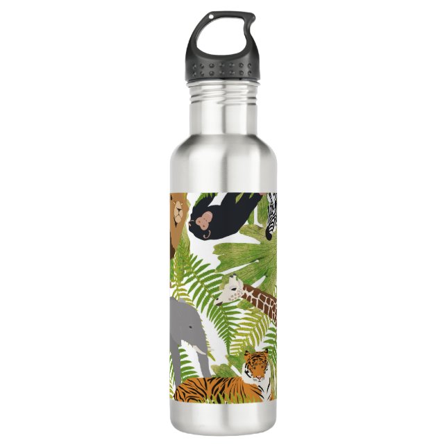 Niedlicher Jungle Animals Safari Boy | Mädchen Edelstahlflasche (Vorderseite)
