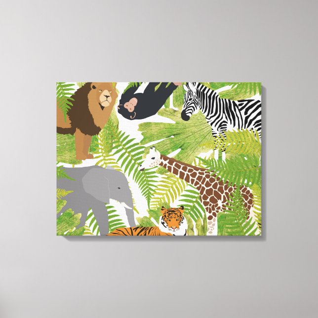 Niedlicher Jungle Animals Safari Boy | Mädchen Leinwanddruck (Vorderseite)