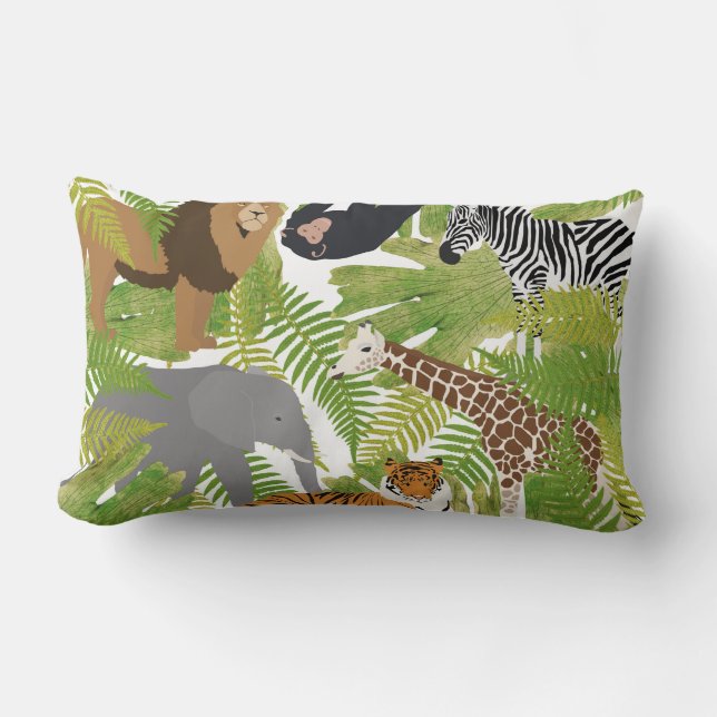 Niedlicher Jungle Animals Safari Boy | Mädchen Lendenkissen (Vorderseite)