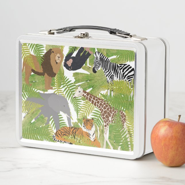 Niedlicher Jungle Animals Safari Boy | Mädchen Metall Brotdose (Beispiel)