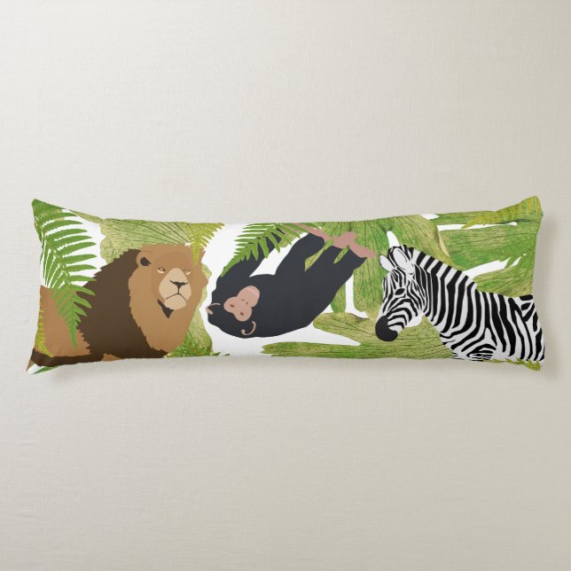 Niedlicher Jungle Animals Safari Boy | Mädchen Seitenschläferkissen (Vorderseite)