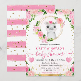 Niedlicher Jungle Hippo Babydusche Einladung