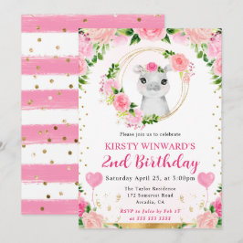 Niedlicher Jungle Hippo Kindergeburtstag Einladung