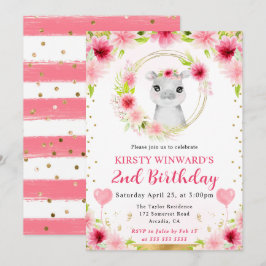 Niedlicher Jungle Hippo Kindergeburtstag Einladung