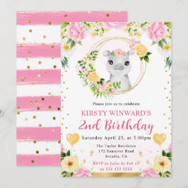 Niedlicher Jungle Hippo Kindergeburtstag Einladung