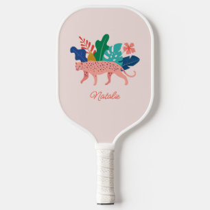 Niedlicher Jungle Leopard-Name Pickleball Schläger