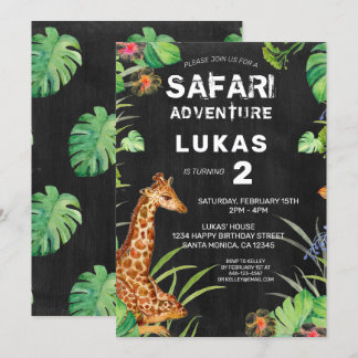 Niedlicher Jungle Safari Giraffe Chalkboard Geburt Einladung