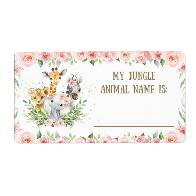 Niedlicher Jungle-Safari-Jungle-Tiernamensticker (Vorne)