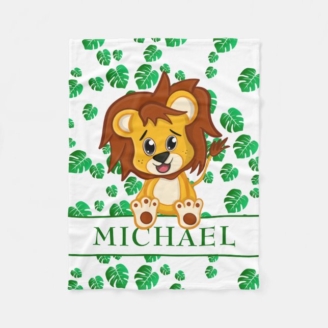 Niedlicher Jungle Safari Lion Animal Kids Fleecedecke (Vorderseite)