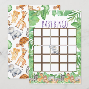 Niedlicher Jungle Safari Tierbabydusche Baby Bingo Einladung